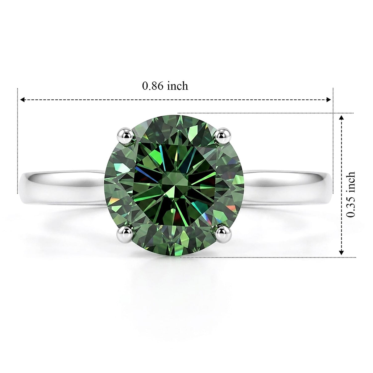 Luxuriant 10K White Gold VS Lab Grown Green Diamond EF, VS Solitaire Ring, Gold Wt.2.14 Gms  2.000  Ct. 8624687 5