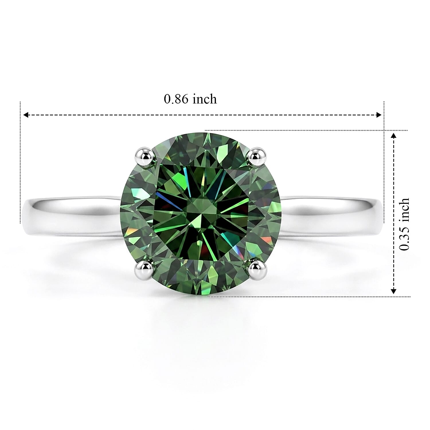 Luxuriant 10K White Gold VS Lab Grown Green Diamond EF, VS Solitaire Ring, Gold Wt.2.14 Gms  2.000  Ct. 8624687 5