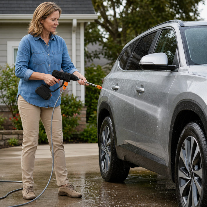 Cordless Pressure Washer with 2 x 21v Batteries, Accessories for Car, Patio and Garden Cleaning. 362psi Water Pressure - with 1 Year Warranty 8624713 2