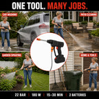 Cordless Pressure Washer with 2 x 21v Batteries, Accessories for Car, Patio and Garden Cleaning. 362psi Water Pressure - with 1 Year Warranty_8624713_5