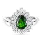 D'Joy - Natural Chrome Diopside & Moissanite Halo Ring in Rhodium Overlay Sterling Silver 1.74 Ct._8624812