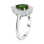 D'Joy - Natural Chrome Diopside & Moissanite Halo Ring in Rhodium Overlay Sterling Silver 1.74 Ct._8624812_3