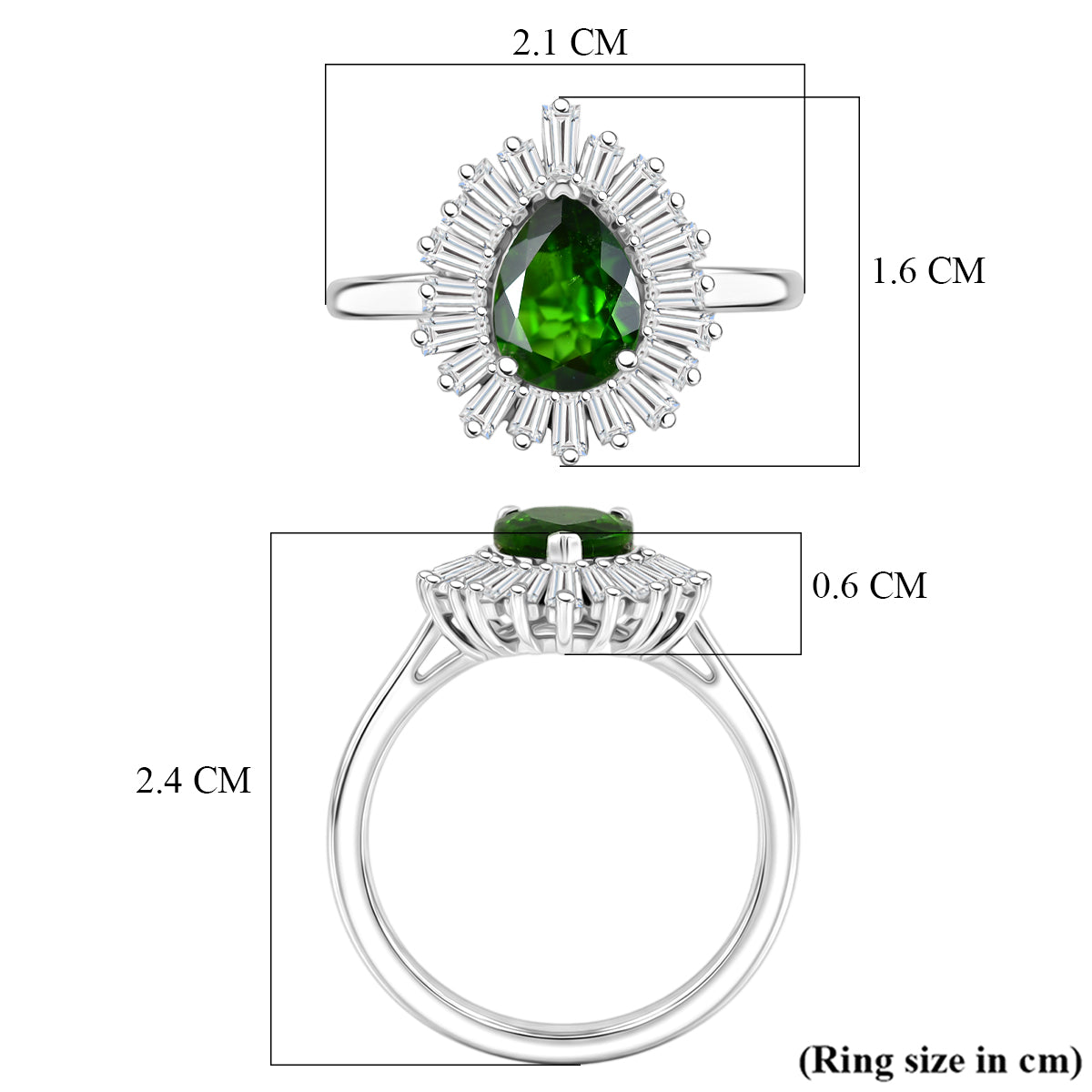 D'Joy - Natural Chrome Diopside &amp; Moissanite Halo Ring in Rhodium Overlay Sterling Silver 1.74 Ct. V32641377 6