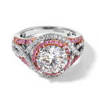 D'Joy - Moissanite & Pink Sapphire Ring in Rhodium Overlay Sterling Silver 3.45 Ct._8624902