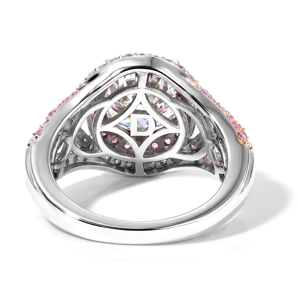 D'Joy - Moissanite & Pink Sapphire Ring in Rhodium Overlay Sterling Silver 3.45 Ct._8624902_4