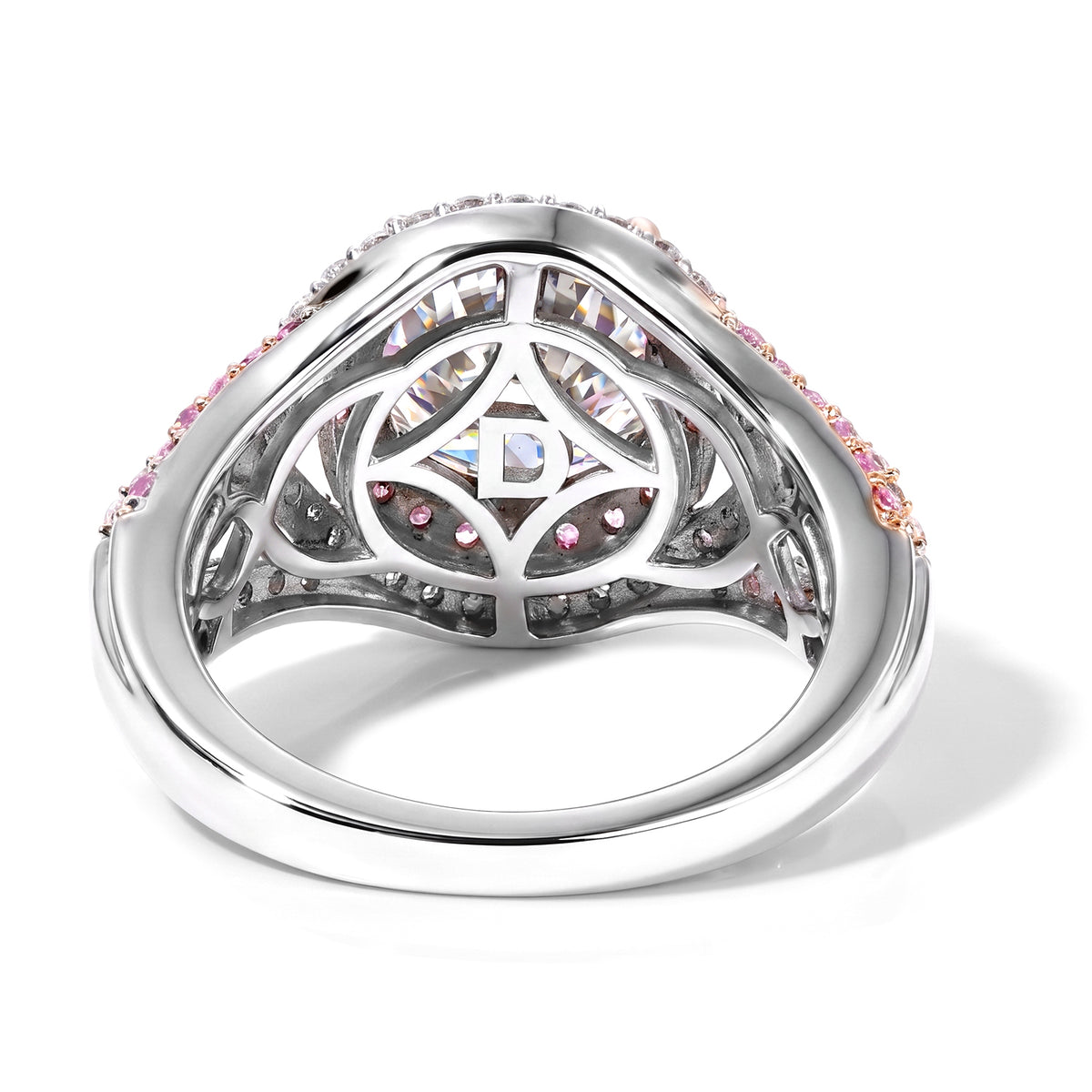 D'Joy - Moissanite &amp; Pink Sapphire Ring in Rhodium Overlay Sterling Silver 3.45 Ct. 8624902 4