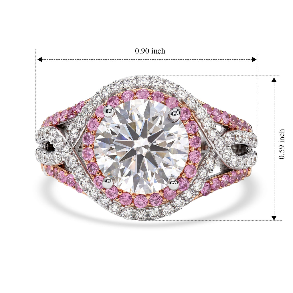 D'Joy - Moissanite & Pink Sapphire Ring in Rhodium Overlay Sterling Silver 3.45 Ct._8624902_5