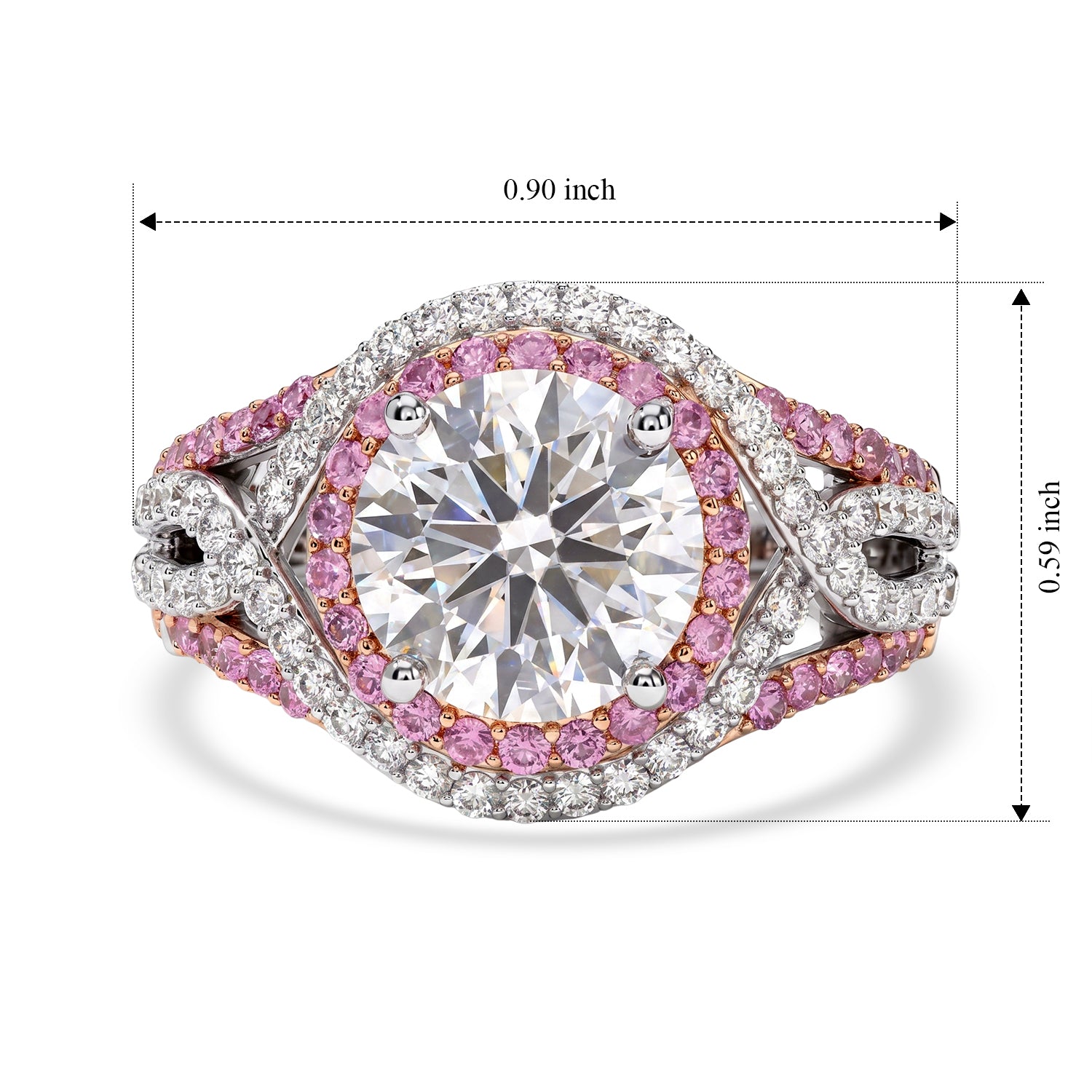 D'Joy - Moissanite &amp; Pink Sapphire Ring in Rhodium Overlay Sterling Silver 3.45 Ct. 8624902 5
