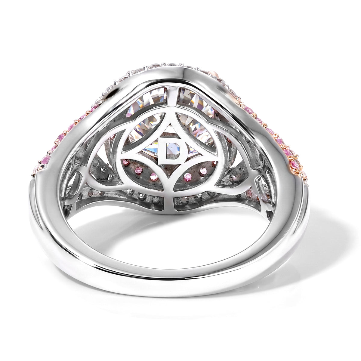 THE MILLIONAIRES HALO - Premium Moissanite &amp; Pink Sapphire Halo Ring in Rhodium Overlay Sterling Silver 3.50 Ct. 8624903 6