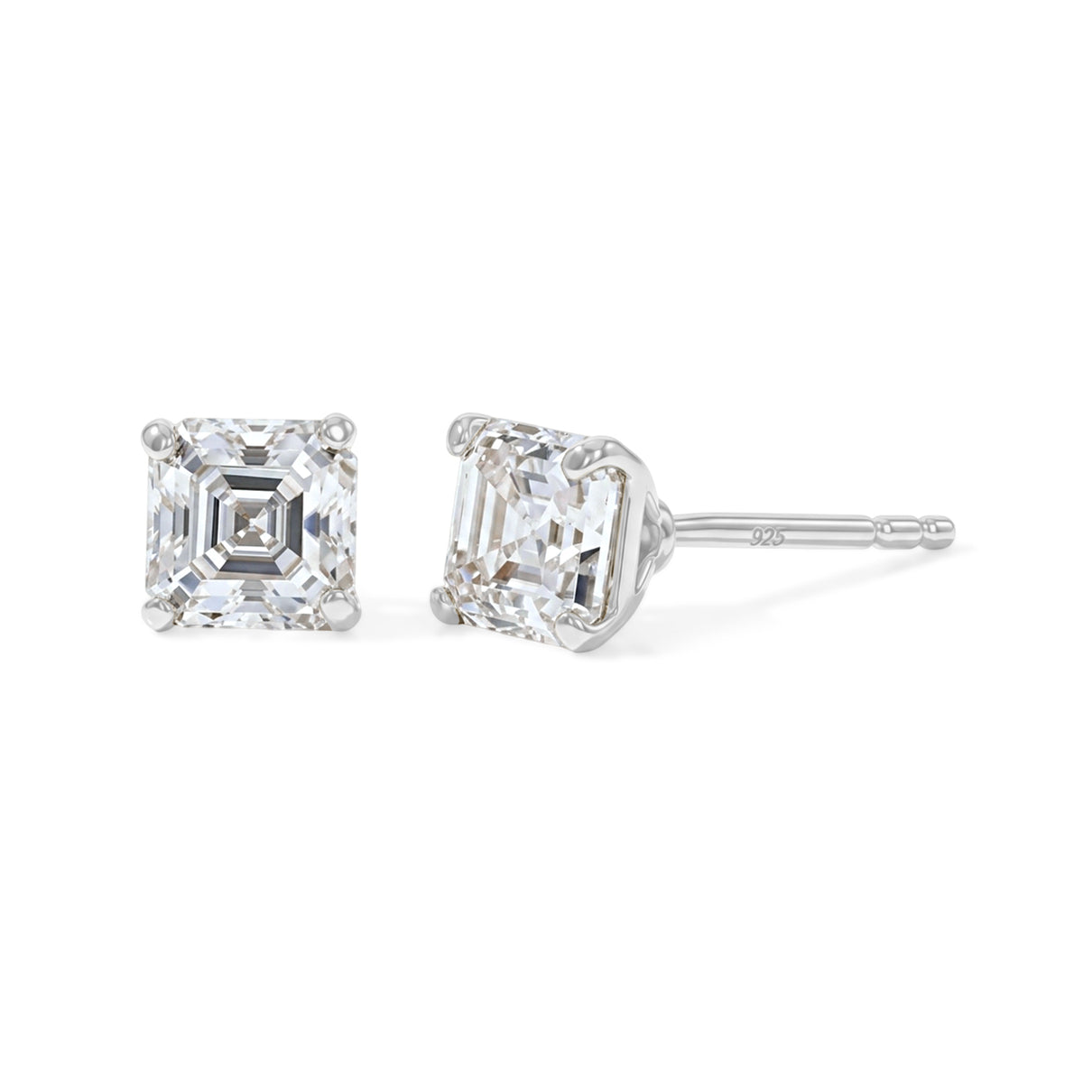 THE BRAND NEW LAUNCH - Moissanite Solitaire Stud Push Post Earring in Platinum Overlay Sterling Silver 1.77 Ct. V32521667 0