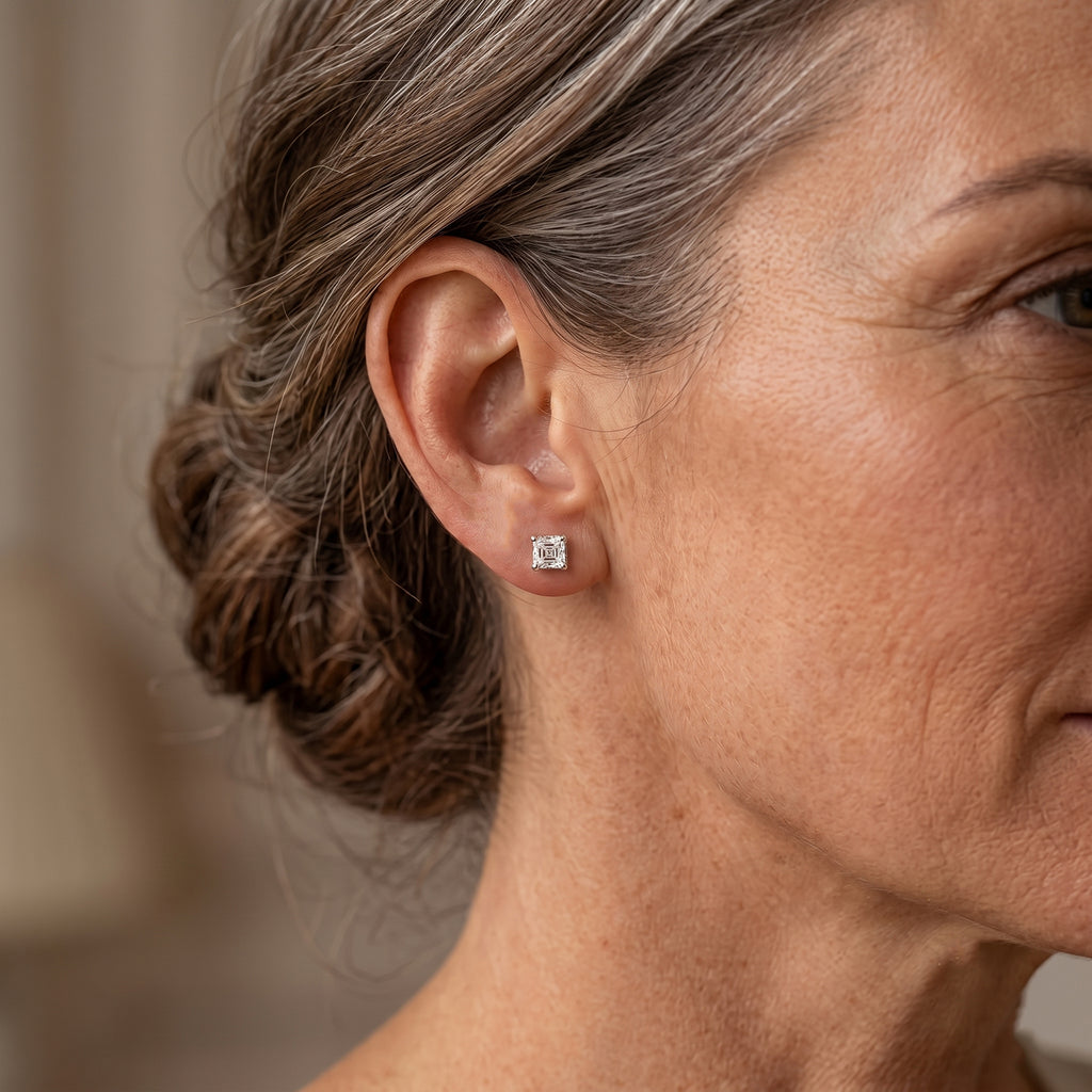 THE BRAND NEW LAUNCH - Moissanite Solitaire Stud Push Post Earring in Platinum Overlay Sterling Silver 1.77 Ct._8624920_1