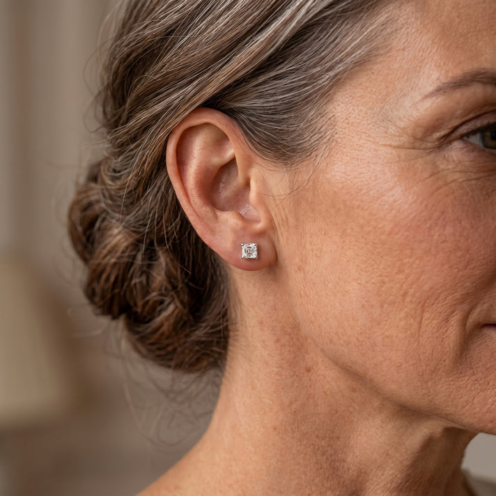 THE BRAND NEW LAUNCH - Moissanite Solitaire Stud Push Post Earring in Platinum Overlay Sterling Silver 1.77 Ct. 8624920 2
