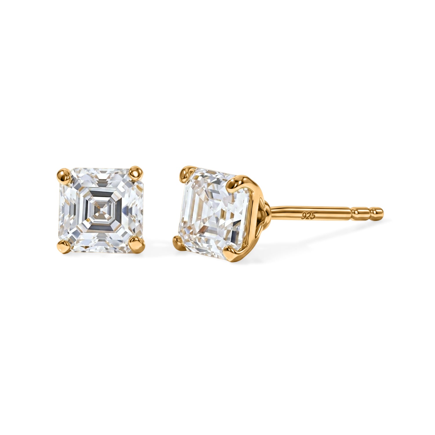 THE BRAND NEW LAUNCH - Moissanite Solitaire Stud Push Post Earring in Yellow Gold Plated Sterling Silver 1.77 Ct. V32516795 0