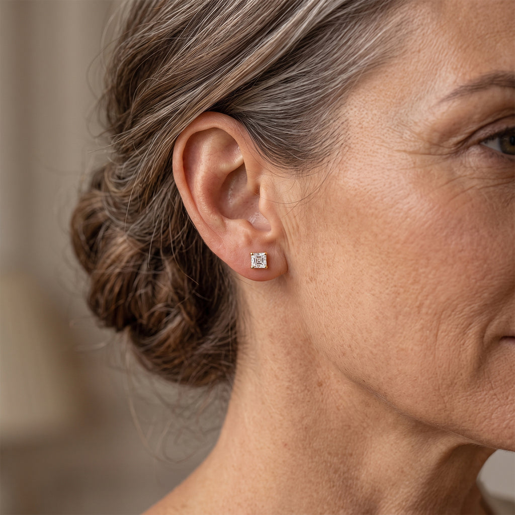 THE BRAND NEW LAUNCH - Moissanite Solitaire Stud Push Post Earring in Yellow Gold Plated Sterling Silver 1.77 Ct._8624921_1