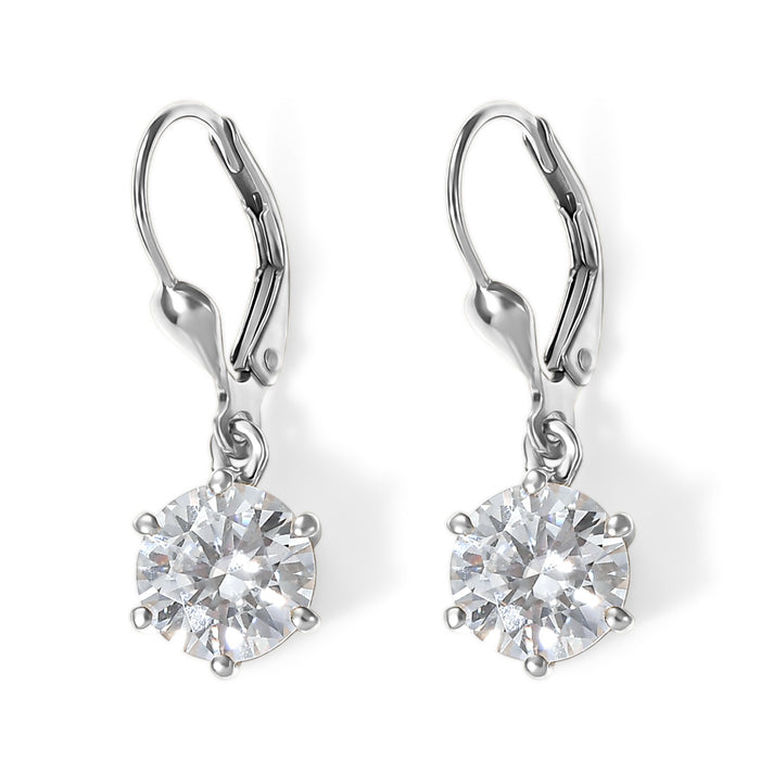 Moissanite Solitaire Stud Earring with Lever Back in Platinum Overlay Sterling Silver 5.00 Ct. 8624922 1