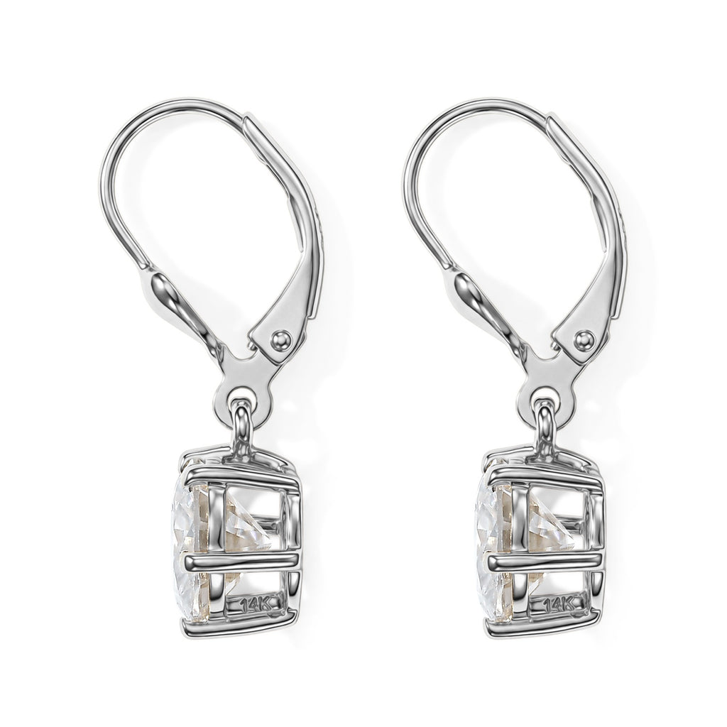 Moissanite Solitaire Stud Earring with Lever Back in Platinum Overlay Sterling Silver 5.00 Ct._8624922_3