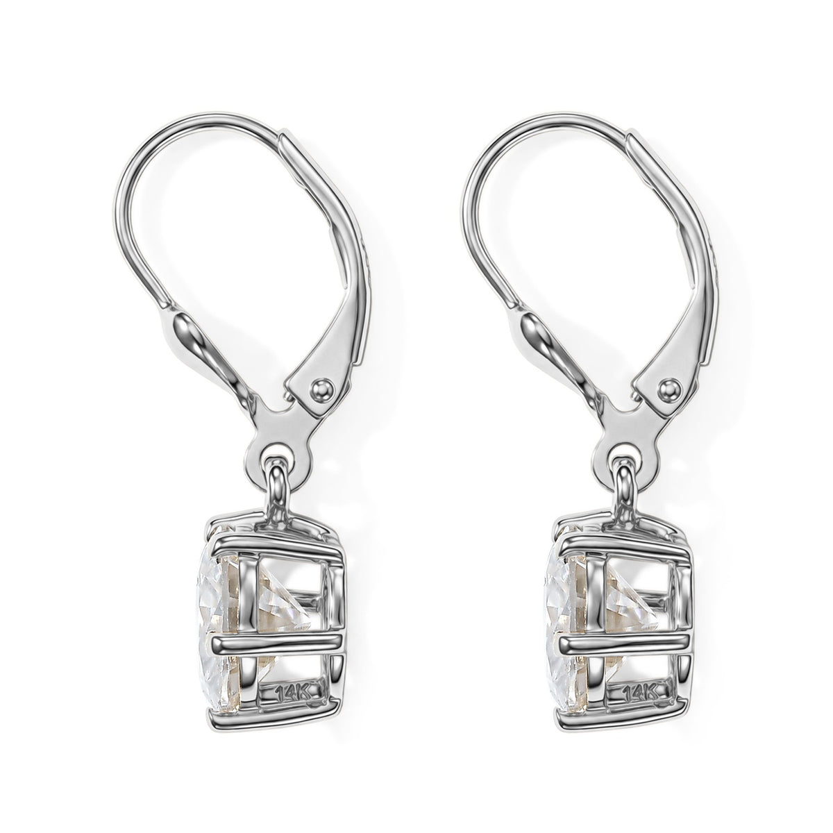 Moissanite Solitaire Stud Earring with Lever Back in Platinum Overlay Sterling Silver 5.00 Ct. V32525541 4