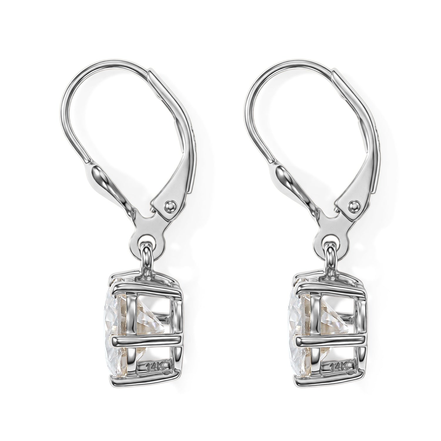 Moissanite Solitaire Stud Earring with Lever Back in Platinum Overlay Sterling Silver 5.00 Ct. V32525541 4
