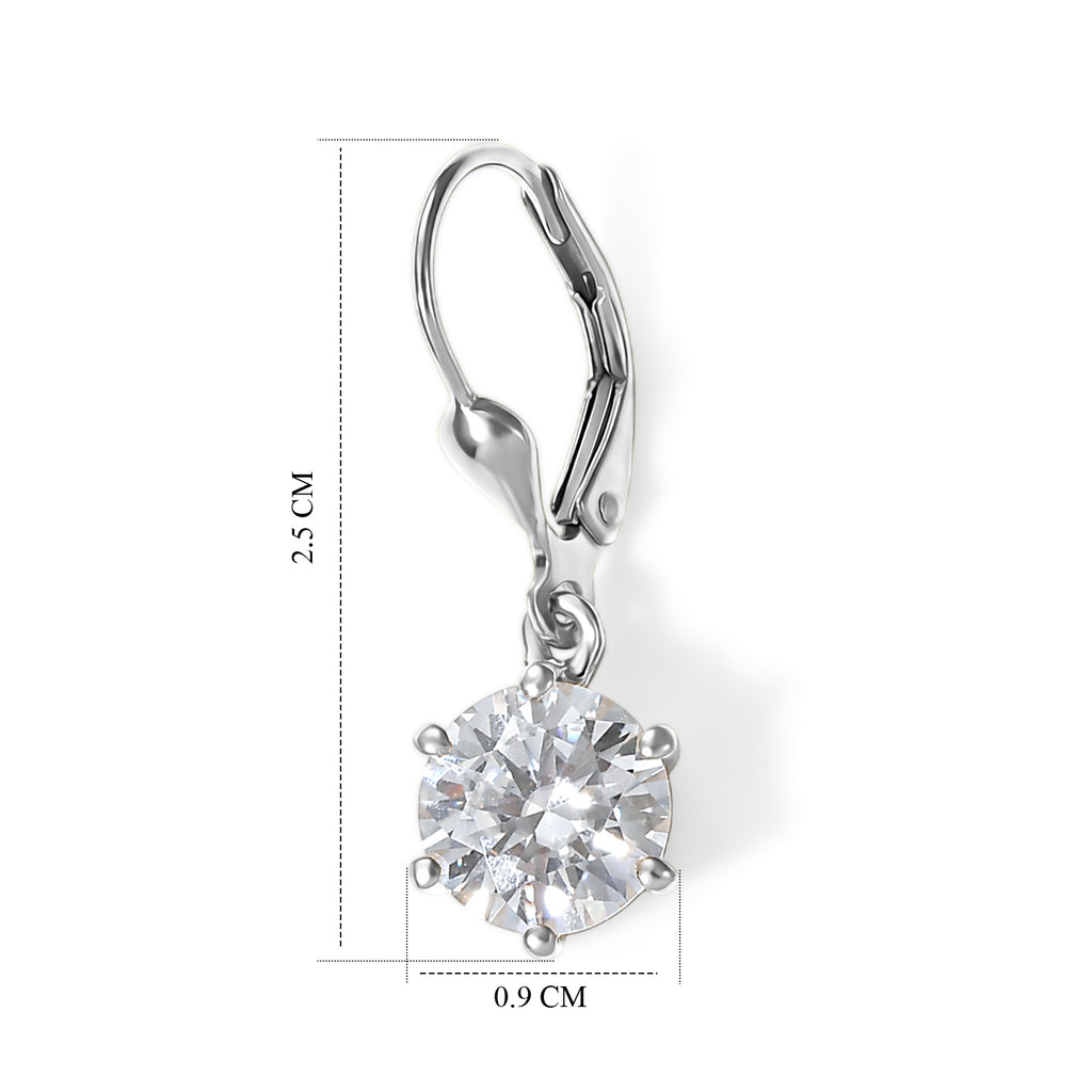 Moissanite Solitaire Stud Earring with Lever Back in Platinum Overlay Sterling Silver 5.00 Ct._8624922_4