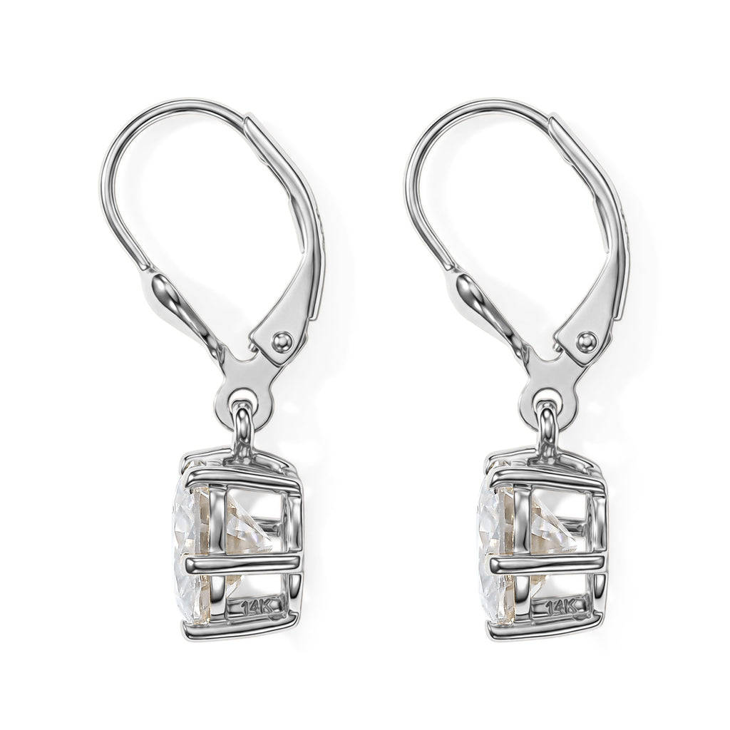 Moissanite Solitaire Stud Earring with Lever Back in Platinum Overlay Sterling Silver 5.00 Ct._8624922_5