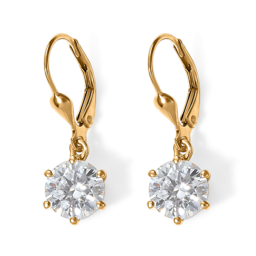 Moissanite Solitaire Stud Earring with Lever Back in Yellow Gold Plated Sterling Silver 3.60 Ct._8624923