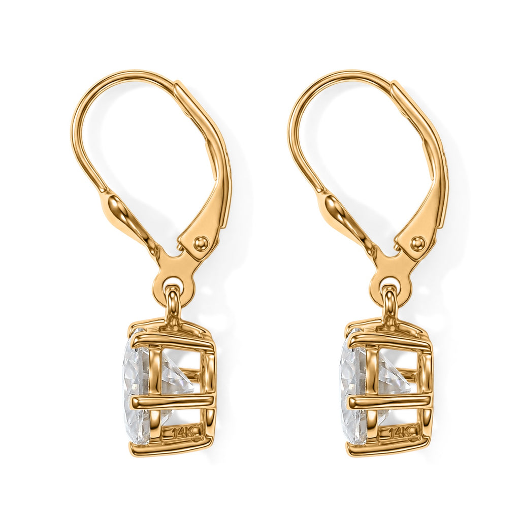 Moissanite Solitaire Stud Earring with Lever Back in Yellow Gold Plated Sterling Silver 3.60 Ct._8624923_3