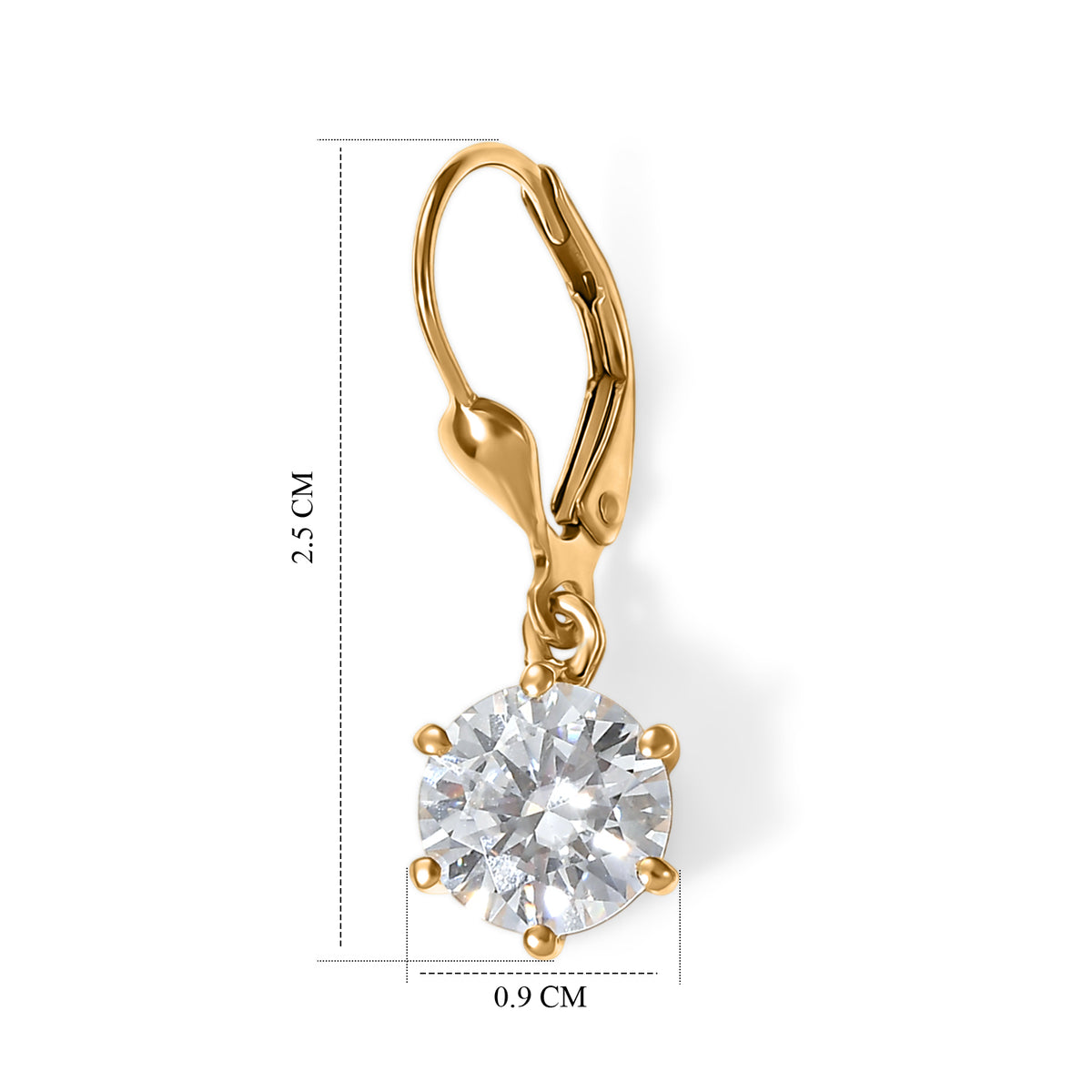 Moissanite Solitaire Stud Earring with Lever Back in Yellow Gold Plated Sterling Silver 3.60 Ct V32570285 5