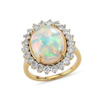 Luxuriant - Ethiopian Opal (5.00 cts ) & Lab Grown Diamond (SI/G-H, 1.36 Cts) Halo Ring in 18K Vermeil Yellow Gold Plated Sterling Silver 6.35 Ct._8624977_5