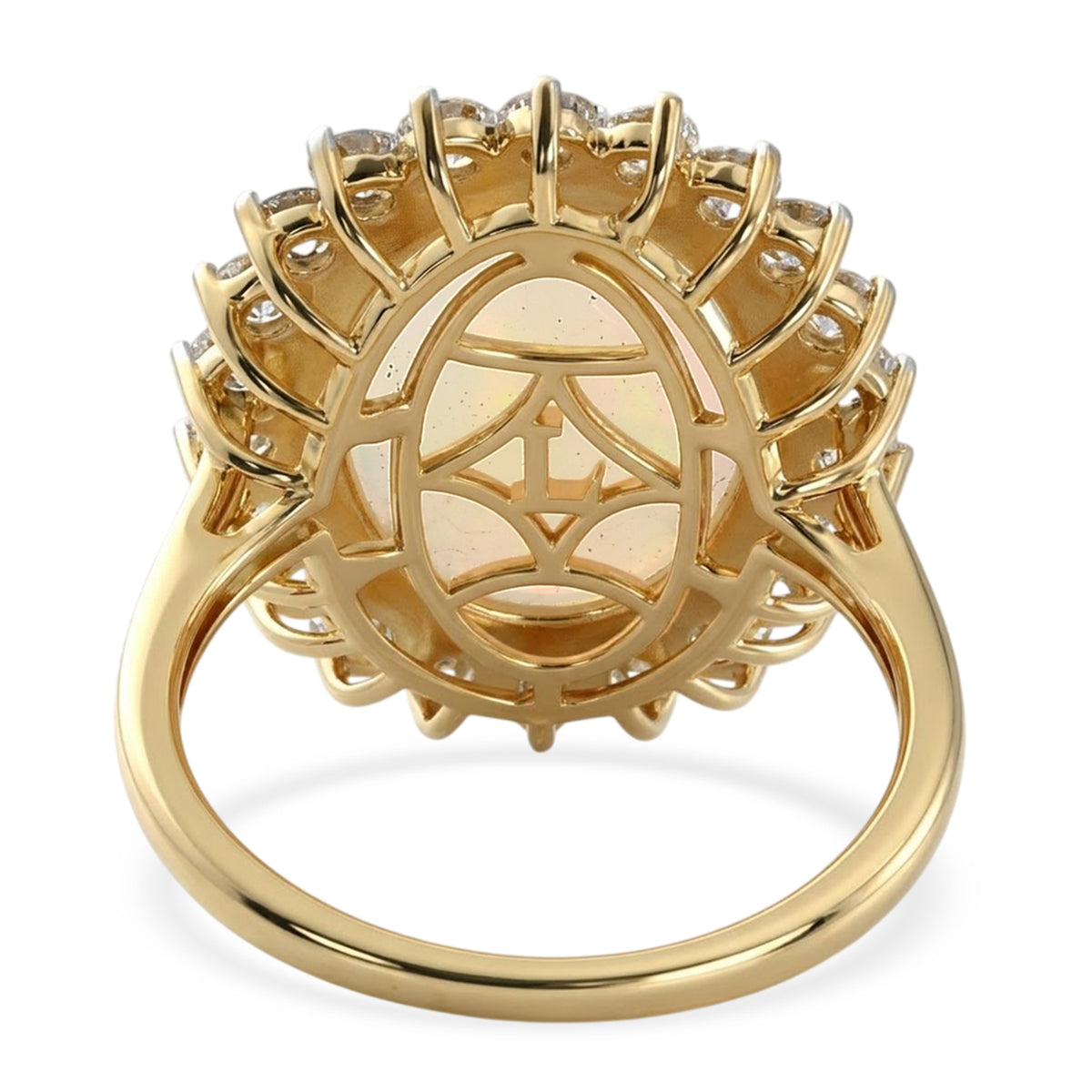 Luxuriant - Ethiopian Opal (5.00 cts ) &amp; Lab Grown Diamond (SI/G-H, 1.36 Cts) Halo Ring in 18K Vermeil Yellow Gold Plated Sterling Silver 6.35 Ct. V32578100 7