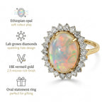 Luxuriant - Ethiopian Opal (5.00 cts ) & Lab Grown Diamond (SI/G-H, 1.36 Cts) Halo Ring in 18K Vermeil Yellow Gold Plated Sterling Silver 6.35 Ct._8624978_4