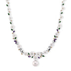 AAA Edison Pearl and Multi Gemstones Adjustable Necklace (Size - 16+2 Ext) in Rhodium Overlay Sterling Silver,Silver Wt. 14.50 Gms_8625060