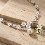 AAA Edison Pearl and Multi Gemstones Adjustable Necklace (Size - 16+2 Ext) in Rhodium Overlay Sterling Silver,Silver Wt. 14.50 Gms_8625060_2