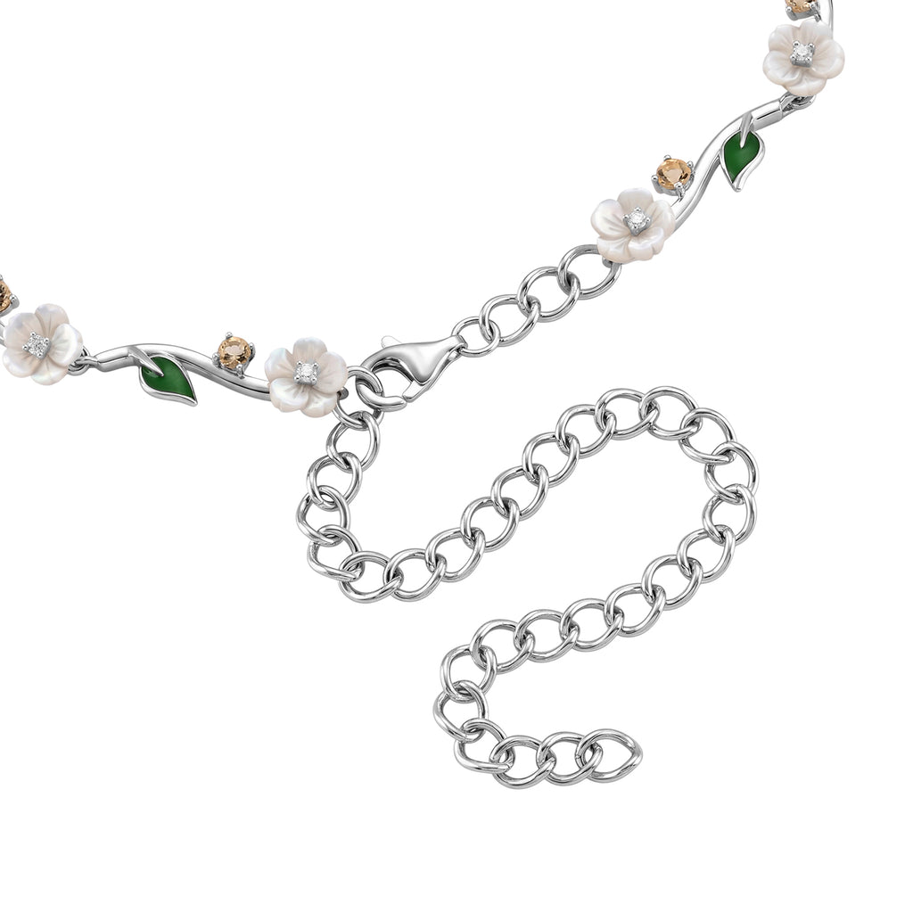 AAA Edison Pearl and Multi Gemstones Adjustable Necklace (Size - 16+2 Ext) in Rhodium Overlay Sterling Silver,Silver Wt. 14.50 Gms_8625060_3