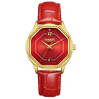 Gamages Of London Limited Edition Hand Assembled Romantic Diamond 3ATM Water Resistant Swiss Movement Natural Diamond Watch With Genuine Leather Strap (With 5 Year Warranty) - Red_8625127