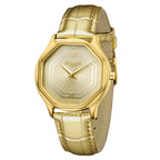 Gamages Of London Limited Edition Hand Assembled Romantic Diamond 3ATM Water Resistant Swiss Movement Natural Diamond Watch With Genuine Leather Strap (With 5 Year Warranty) - Gold_8625128_1
