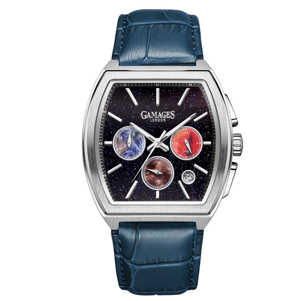 Gamages Of London Limited Edition Hand Assembled Armada Mecha Quartz 3ATM Water Resistant Watch With Genuine Leather Strap (With 5 Year Warranty) - Blue_8625165