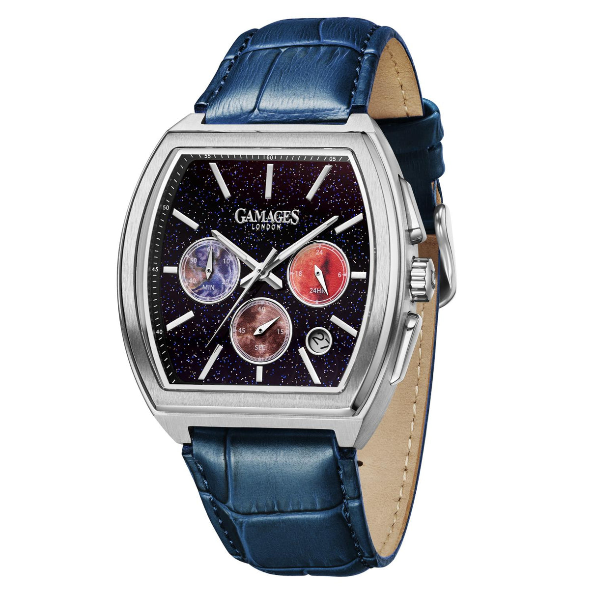Gamages Of London Limited Edition Hand Assembled Armada Mecha Quartz 3ATM Water Resistant Watch With Genuine Leather Strap (With 5 Year Warranty) - Blue V32526759 1
