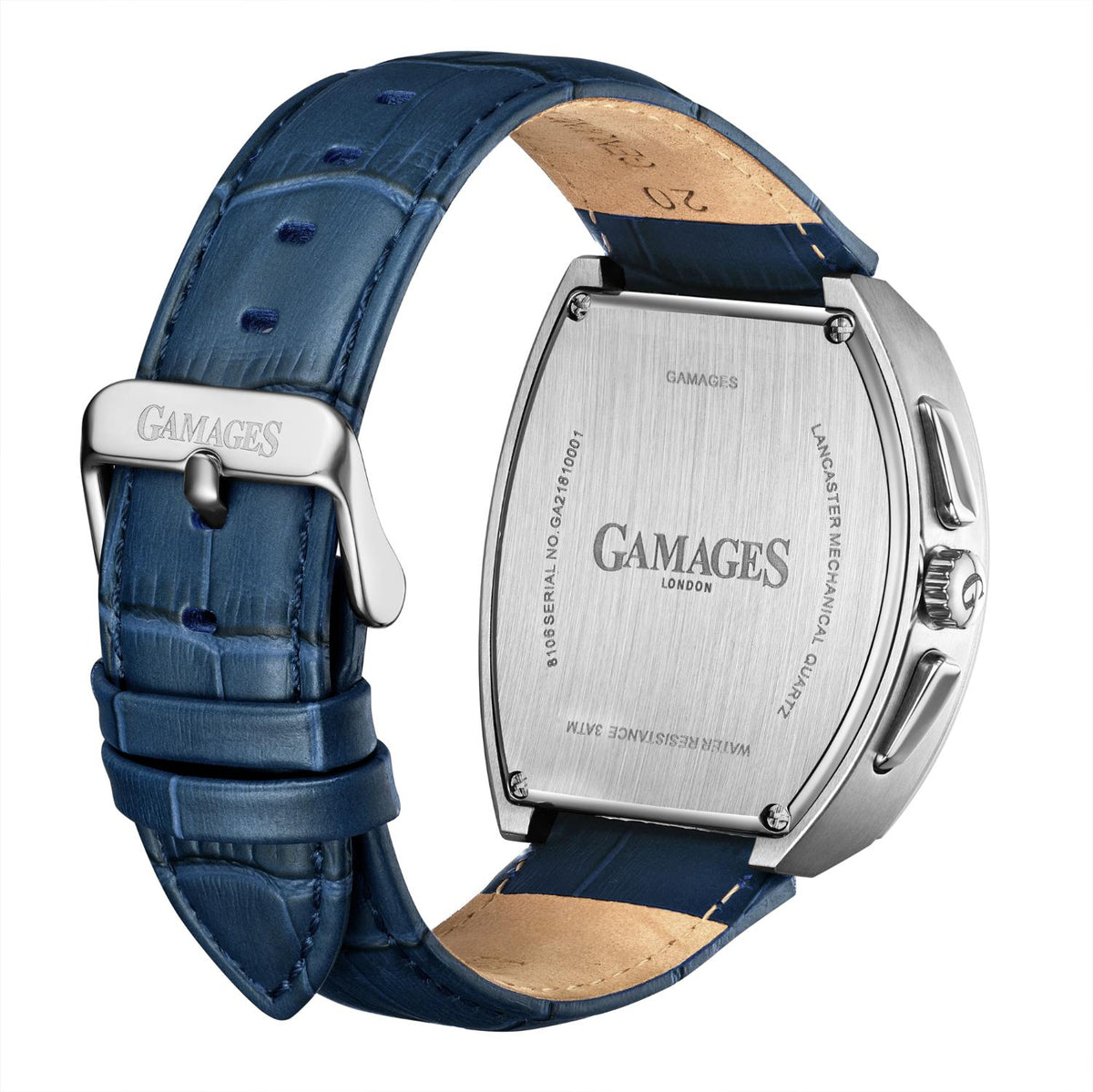 Gamages Of London Limited Edition Hand Assembled Armada Mecha Quartz 3ATM Water Resistant Watch With Genuine Leather Strap (With 5 Year Warranty) - Blue V32526759 2