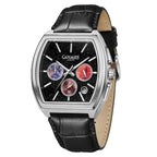 Gamages Of London Limited Edition Hand Assembled Armada Mecha Quartz 3ATM Water Resistant Watch With Genuine Leather Strap (With 5 Year Warranty) - Black_8625166_1