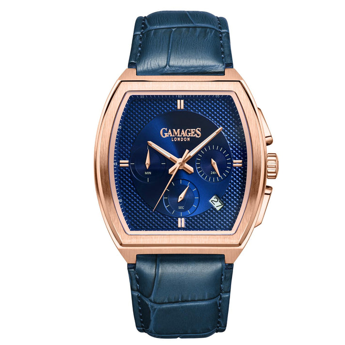 Gamages Of London Limited Edition Hand Assembled Cromwell Mecha Quartz 3ATM Water Resistant Watch With Genuine Leather Strap (With 5 Year Warranty) - Blue 8625167 1