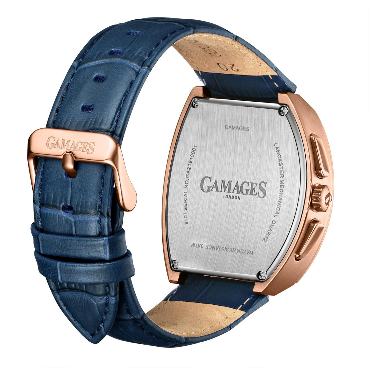 Gamages Of London Limited Edition Hand Assembled Cromwell Mecha Quartz 3ATM Water Resistant Watch With Genuine Leather Strap (With 5 Year Warranty) - Blue V32604165 2