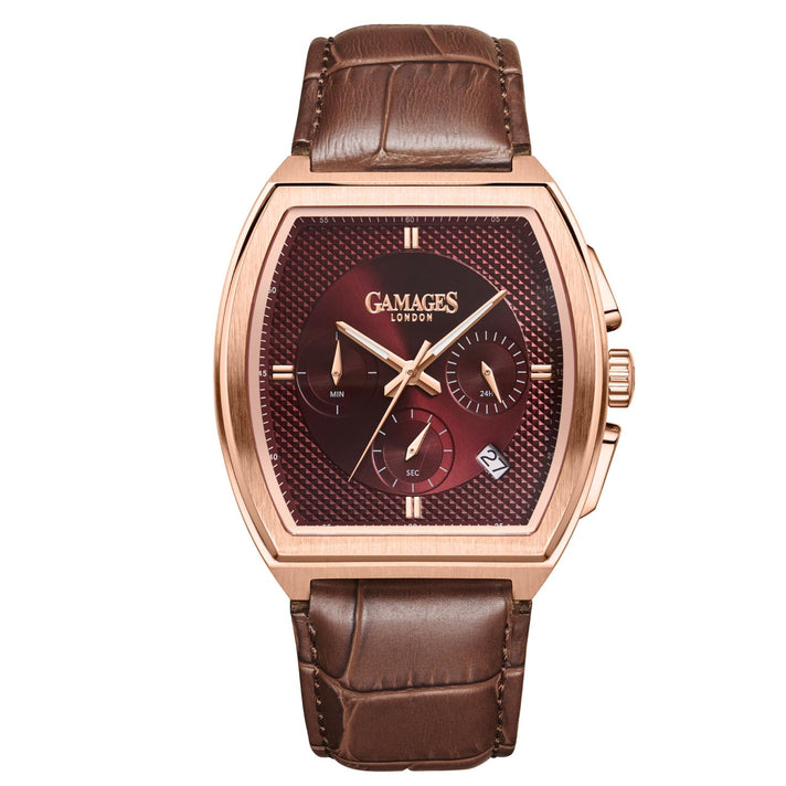Gamages Of London Limited Edition Hand Assembled Cromwell Mecha Quartz 3ATM Water Resistant Watch With Genuine Leather Strap (With 5 Year Warranty) - Chocolate 8625168 1