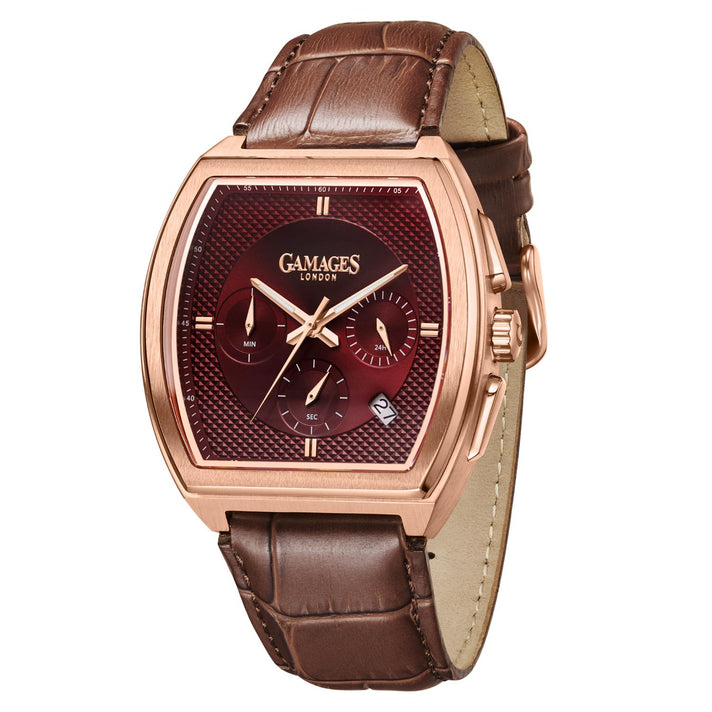 Gamages Of London Limited Edition Hand Assembled Cromwell Mecha Quartz 3ATM Water Resistant Watch With Genuine Leather Strap (With 5 Year Warranty) - Chocolate 8625168 2