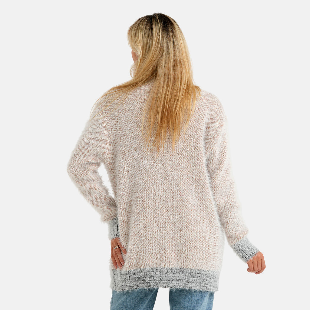 La Marey Womens Knitted Longline Coatigan with Pockets (One Size, 8-20) - Beige_8625170_1