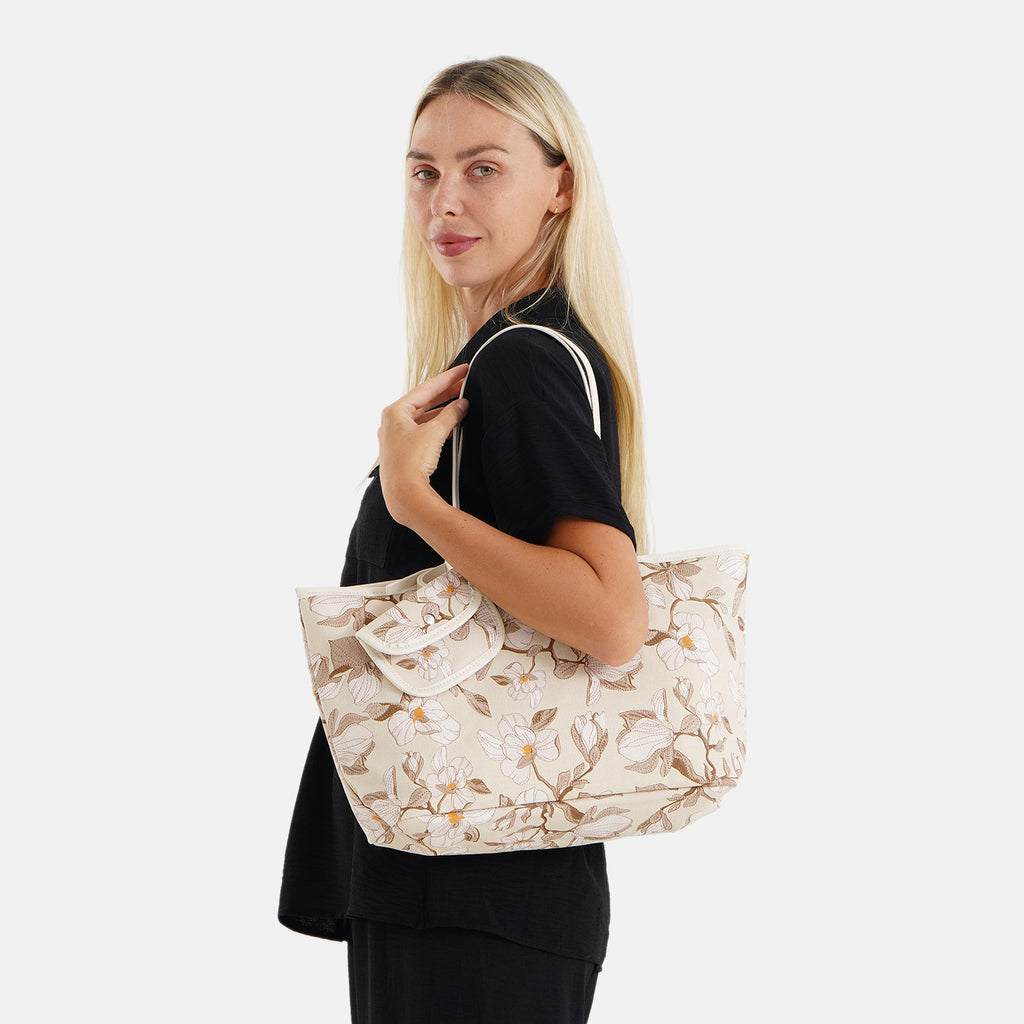 PU Patterned Tote Bag (Size 34x14x26 ) - Khaki_8625196_16
