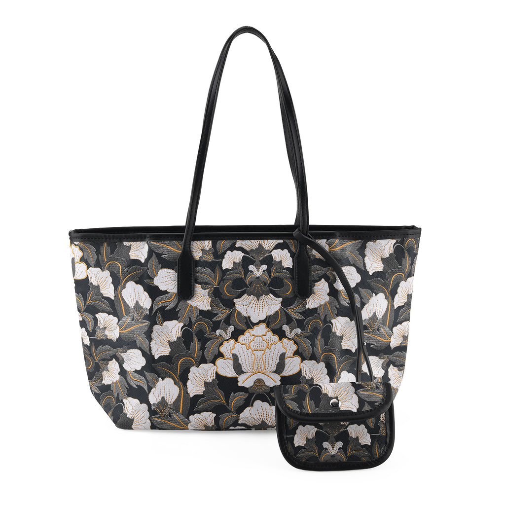 PU Patterned Tote Bag (Size 34x14x26 ) - Black_8625198