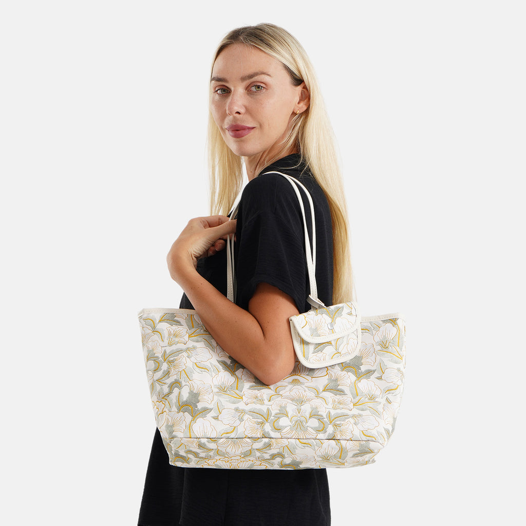 PU Patterned Tote Bag (Size 34x14x26 ) - Green_8625225_1