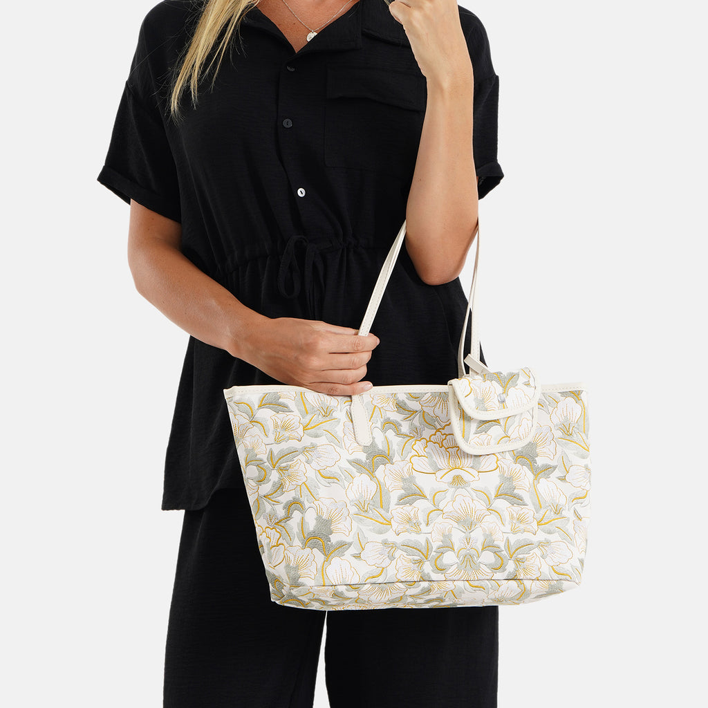 PU Patterned Tote Bag (Size 34x14x26 ) - Green_8625225_2