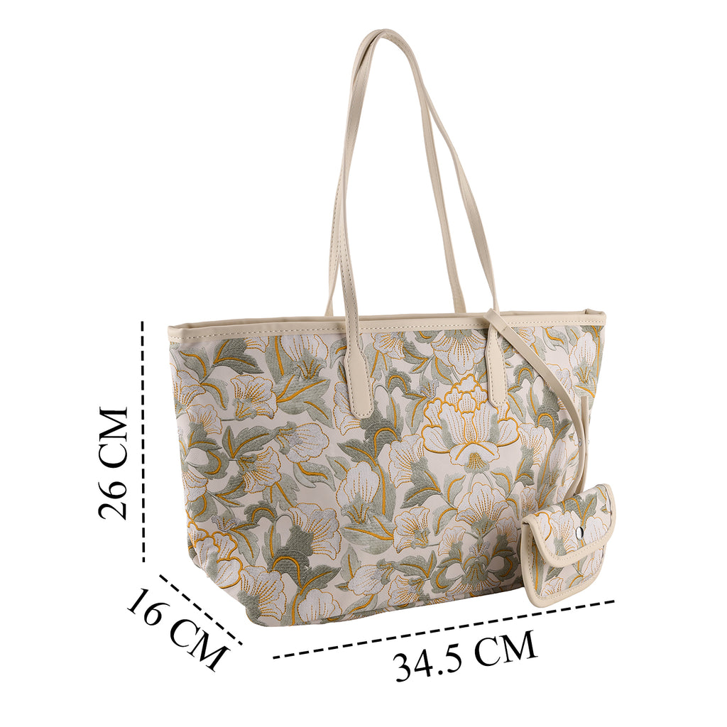 PU Patterned Tote Bag (Size 34x14x26 ) - Green_8625225_7