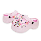 Womens Trendy Thick Soled Wedge Platform Tropical Bird Clogs (Size 5) - Pink_8625237